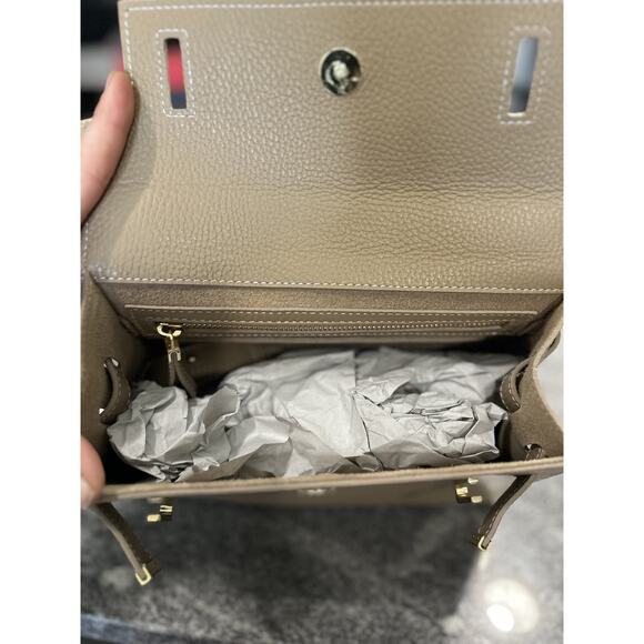 Teddy Blake Ava 11" Satchel – Taupe Chiarod Leather, Gold, Lock & Key- NWT - Picture 6 of 6